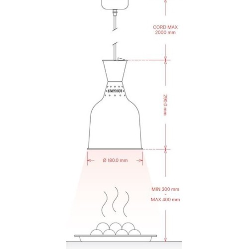 LAMPE CHAUFFANTE 1222-SP DIAM 18CM. HG. 200CM. 230V/250W COULEUR SUR MESURE RAL STAYHOT