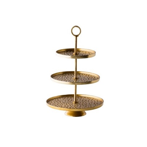 ETAGERE 3-LAAGS GOUD DIAM. 30CM. AFM. 25X20X(H)47 CM. 