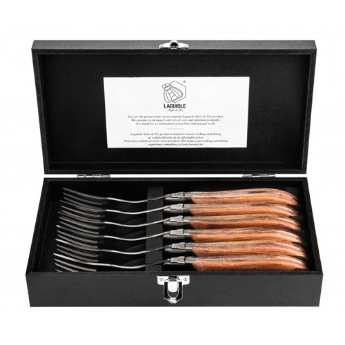 FOURCHETTES A STEAK LUXURY LINE PAKKA ROSE INOX SET DE 6 PIECES LAGUIOLE STYLE DE VIE