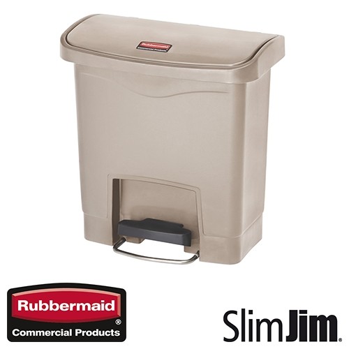 AFVALBAK BEIGE 15L. FRONT STEP 'SLIM JIM STEP-ON' RUBBERMAID