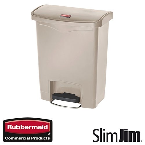 POUBELLE BEIGE 15L. MARCHE AVANT 'SLIM JIM STEP-ON' RUBBERMAID