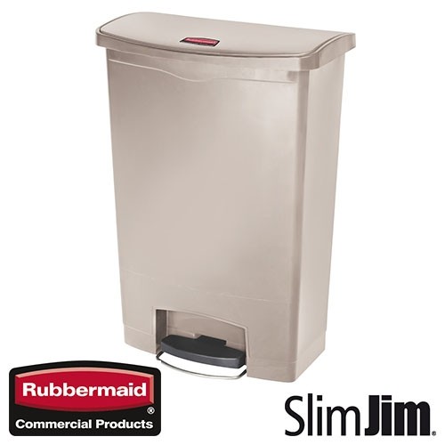 AFVALBAK BEIGE 15L. FRONT STEP 'SLIM JIM STEP-ON' RUBBERMAID