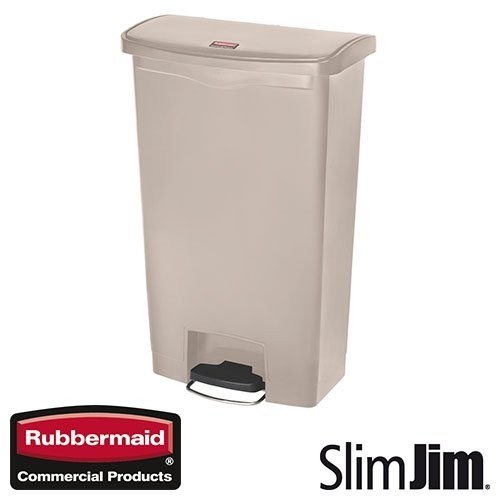 POUBELLE BEIGE 68L. MARCHE AVANT 'SLIM JIM STEP-ON' RUBBERMAID