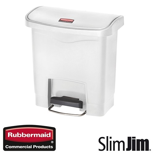 AFVALBAK WIT 30L. FRONT STEP 'SLIM JIM STEP-ON' RUBBERMAID