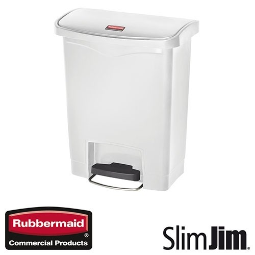 AFVALBAK WIT 30L. FRONT STEP 'SLIM JIM STEP-ON' RUBBERMAID