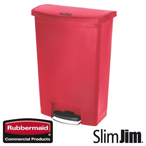 POUBELLE ROUGE 15L. MARCHE AVANT 'SLIM JIM STEP-ON' RUBBERMAID