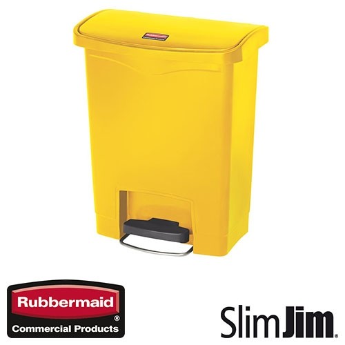 POUBELLE JAUNE 30L. MARCHE AVANT 'SLIM JIM STEP-ON' RUBBERMAID