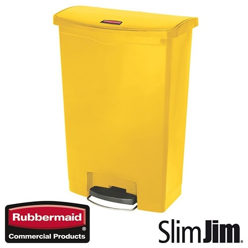 AFVALBAK GEEL 30L. FRONT STEP 'SLIM JIM STEP-ON' RUBBERMAID