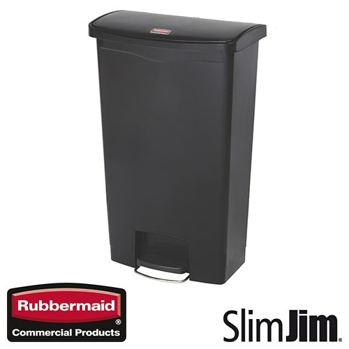 AFVALBAK ZWART 30L. FRONT STEP 'SLIM JIM STEP-ON' RUBBERMAID