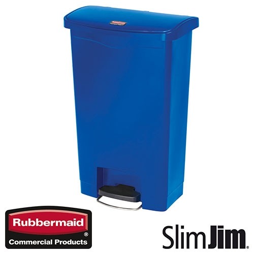 AFVALBAK BLAUW 90L. FRONT STEP 'SLIM JIM STEP-ON' RUBBERMAID