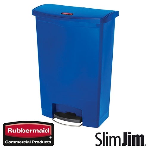 AFVALBAK BLAUW 90L. FRONT STEP 'SLIM JIM STEP-ON' RUBBERMAID