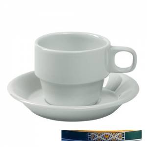 KOFFIEKOP EUROPA INH. 18CL. KLEUR WIT M/DECOR EGYPTO GREEN
