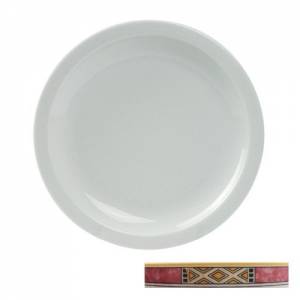 BORD PLAT NORDIKA DIAM. 26CM. KLEUR WIT M/DECOR EGYPTO RED NOVA