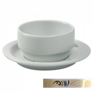 SOEPKOP EUROPA Z/OREN INH. 25CL. KLEUR WIT M/DECOR SAVANNE (V/24)