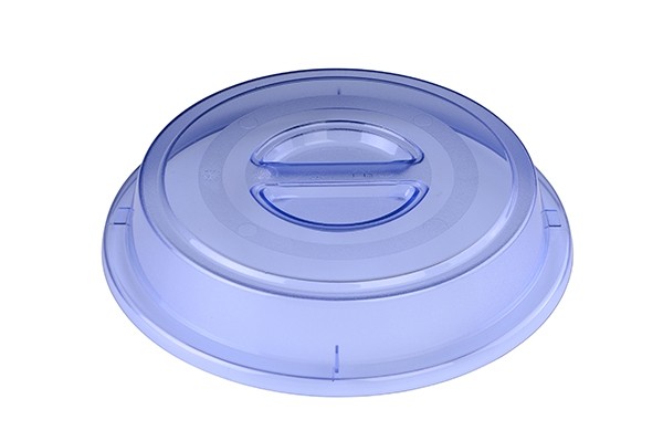 COUVERCLE DE RECOUVREMENT POUR ASSIETTE DIAM. 24,2 cm. PLASTIQUE CHAUD TRANSPARENT COULEUR. TEMPÉRATURE +140 °C.