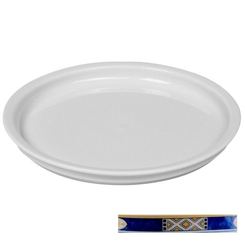 ASSIETTE ERGO DIAM. 23CM. FOND PLAT COULEUR BLANC DECOR EGYPTO BLUE NOVA