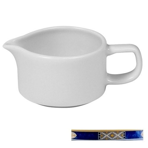 BOL À SAUCE AVEC OREILLE ET BEC CONT. 9CL. FOND PLAT COULEUR BLANC AVEC DÉCOR BLEU EGYPTO NOVA