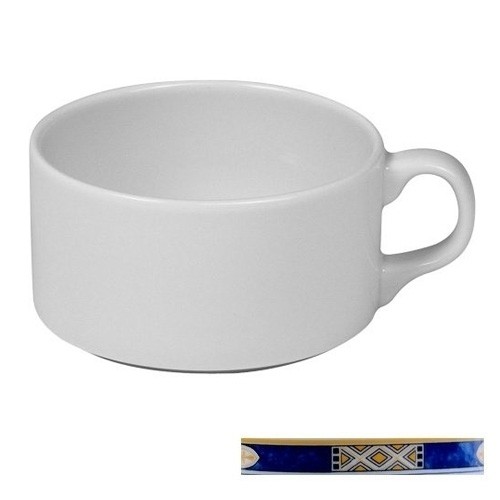 TASSE À SOUPE REEGEE 1/EAR CONT. 23CL. FOND PLAT COULEUR BLANC AVEC DÉCOR BLEU EGYPTO NOVA