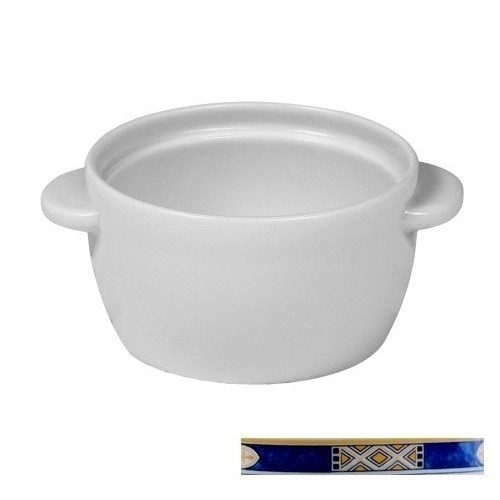 TASSE À SOUPE ERGO 2/LIP GRIPS CONT. 23CL. FOND PLAT COULEUR BLANC AVEC DÉCOR BLEU EGYPTO NOVA