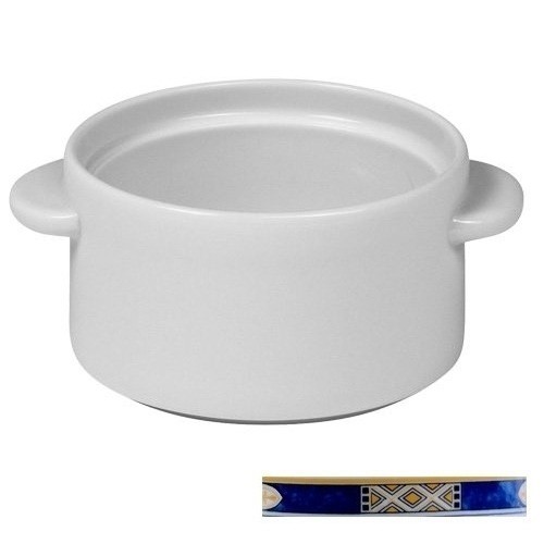 TASSE À SOUPE ERGO PLUS 2/LIP GRIPS CONT. 27CL. FOND PLAT COULEUR BLANC AVEC DÉCOR BLEU EGYPTO NOVA