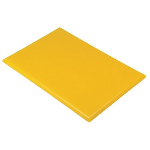 PLANCHE A DECOUPER HACCP COULEUR JAUNE 1/2GN DIM. 26.5X32.5CM. UN CÔTÉ AVEC TRANCHÉE AUTRE CÔTÉ LISSE. CUISINE PRO