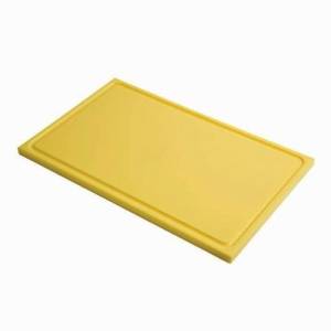 PLANCHE A DECOUPER HACCP COULEUR JAUNE 1/1GN DIM. 53X32.5CM. PLASTIQUE AVEC TRANCHÉE PRO-COOKING