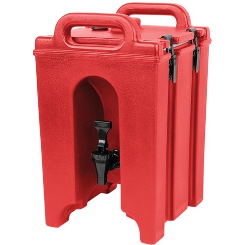 CAMTAINER 100LCD MET NO DIP KRAAN INH. 5,7 LITER AFM. 29X26,5CM. HGT.44CM. KLEUR HOT RED CAMBRO