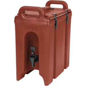 CAMTAINER 250LCD MET NO DIP KRAAN INH. 9,4 LITER AFM. 42X23CM. HGT.47CM. KLEUR BRICK RED CAMBRO