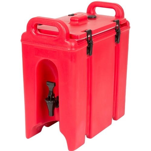 CAMTAINER 250LCD MET NO DIP KRAAN INH. 9,4 LITER AFM. 42X23CM. HGT.47CM. KLEUR HOT RED CAMBRO