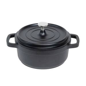 BRAADPAN M/DEKSEL DIAM. 24CM. INH. 4,26LTR. GIETIJZER MAT ZWART ALUCHEF