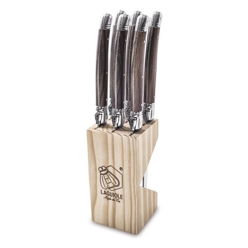 STEAKMESSEN SET 6 STUKS PREMIUM LINE DARK WOOD STYLE DE VIE