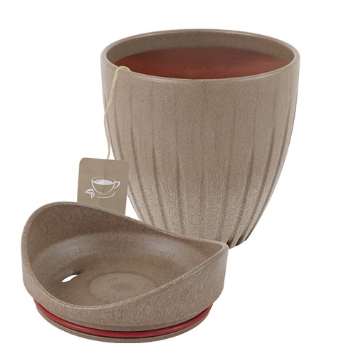 KOP LARGE MET DEKSEL INH. 340ML. BEIGE CAFEA CUP