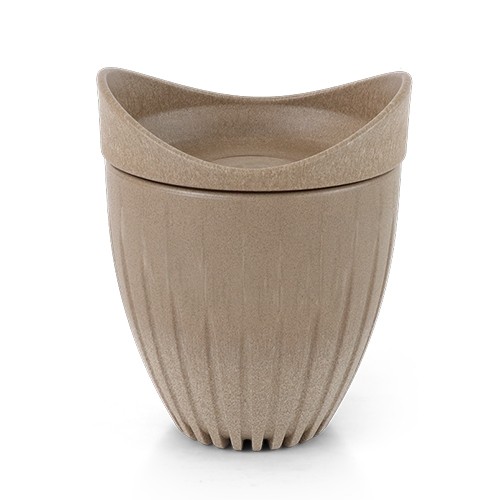 KOP LARGE MET DEKSEL INH. 340ML. BEIGE CAFEA CUP