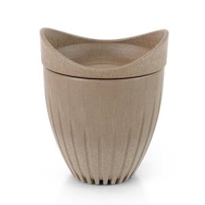 KOP LARGE MET DEKSEL INH. 340ML. BEIGE CAFEA CUP