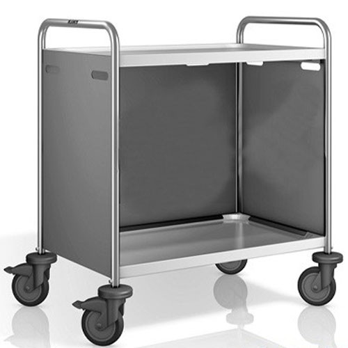 CHARIOT DE SERVICE INOX SW 10X6-2 TÔLES ET PANNEAUX LATÉRAUX EN DIMENSIONS PANTONE RAL7030. 110X70X95CM. VIDE