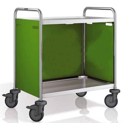 CHARIOT DE SERVICE SW 10X6-2 ACIER INOXYDABLE ET PANNEAUX LATÉRAUX EN DIMENSIONS PANTONE RAL370C. 110X70X95CM. VIDE