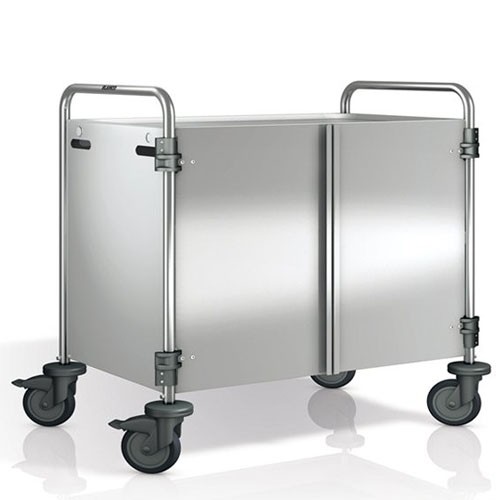 CHARIOT DE SERVICE SW 10X6-3 EN ACIER INOXYDABLE AVEC PANNEAUX LATÉRAUX ET PORTES EN DIMENSIONS EN ACIER INOXYDABLE. 111X70X95CM. VIDE