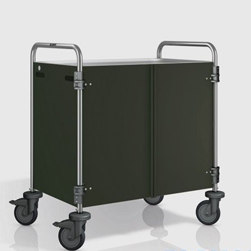 CHARIOT DE SERVICE SW 8X5-2 VANTAUX PANNEAUX LATÉRAUX ET PORTES EN PANTONE RAL9011 DIM. 93X60X95CM. VIDE