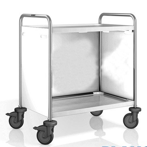 CHARIOT DE SERVICE BASIC INOX SW 8X5-2 TÔLES 3 PANNEAUX LATÉRAUX EN ACIER INOXYDABLE PANTONE RAL9003 DIM. 93X60X95CM. VIDE