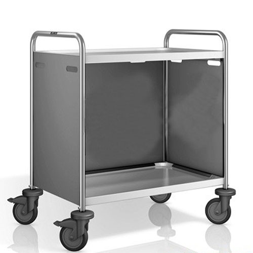 CHARIOT DE SERVICE BASIC INOX SW 8X5-2 TÔLES 3 PANNEAUX LATÉRAUX EN ACIER INOXYDABLE PANTONE RAL7030 DIM. 93X60X95CM. VIDE