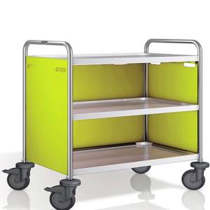 CHARIOT DE SERVICE SW 10X6-3 FEUILLES PANNEAUX LATÉRAUX EN DIMENSIONS PANTONE RAL382C. 110X70X95CM. VIDE