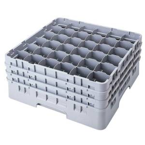 PANIER VERRE V/ VERRES SUR PIED 36 SECTIONS DIM. 50.4X50.4X18.4CM. COULEUR GRIS CAMBRO CAMRACK