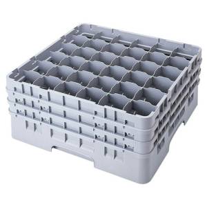 GLAZENKORF V/ BEKERGLAS 36-VAKS AFM. 50,4X50,4X18,4CM. KLEUR GRIJS CAMBRO CAMRACK