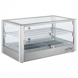 WARMHOUDVITRINE AFM. 40X70CM. HGT. 37,6CM. 230V/1000W ZILVER ROESTVRIJSTAAL CATERCHEF