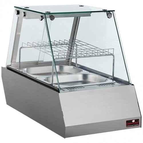 WARMHOUDVITRINE AFM. 77,5X45CM. HGT. 61CM. 230V/1600W ZILVER ROESTVRIJSTAAL CATERCHEF