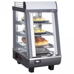 WARMHOUDVITRINE AFM. 48,4X34,5CM. HGT. 66,3CM. 230V/800W ZILVER ROESTVRIJSTAAL CATERCHEF