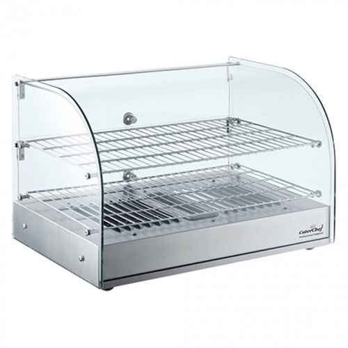 WARMHOUDVITRINE AFM. 37,6X55,4CM. HGT. 37,6CM. 230V/800W ZILVER ROESTVRIJSTAAL CATERCHEF