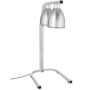 WARMTELAMP OP VOET 2-DELIG AFM. 35X43CM. HGT. 80CM. 230V/500W ZILVER ALUMINIUM BUFFALO 