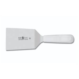 Plaat-/bakmes m/wit handvat afm. 15x9cm. lengte 28cm.