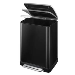 E-CUBE RECYCLING PEDAALEMMER INH. 40LTR. ZWART ROESTVRIJSTAAL EKO